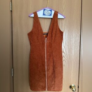 SHEIN Orange Corduroy Mini Dress